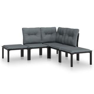 Loungeset Poly Rattan Zwart En Grijs