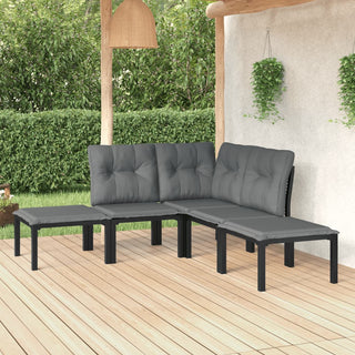 Loungeset Poly Rattan Zwart En Grijs