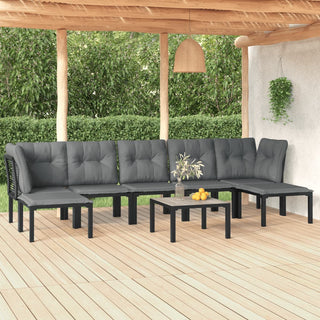 8-Delige Loungeset Poly Rattan Zwart En Grijs