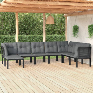 Loungeset Poly Rattan Zwart En Grijs