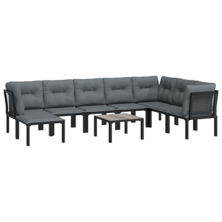 Loungeset Poly Rattan Zwart En Grijs