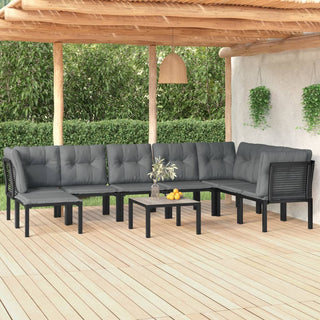 Loungeset Poly Rattan Zwart En Grijs