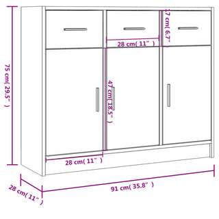 Dressoir 9X28X75 Cm Bewerkt Hout Eikenkleurig