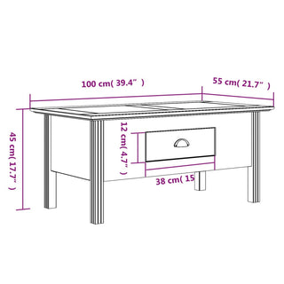 Salontafel Bodo 100X55X45 Cm Massief Grenenhout