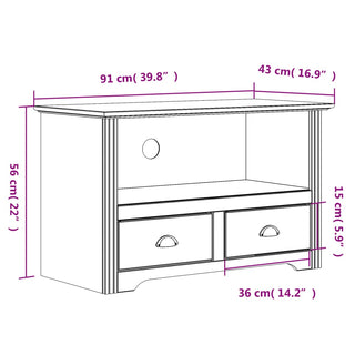 Tv-Meubel Met 2 Lades Bodo 91X43X56 Cm Massief Grenenhout