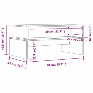 Salontafel 90X55X42,5 Cm Bewerkt Hout Sonoma Eikenkleurig