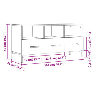 Tv-Meubel 102X36X50 Cm Bewerkt Hout