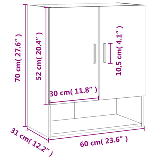 Wandkast 60X3X70 Cm Bewerkt Hout