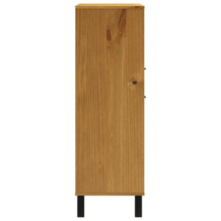 Hoge Kast Met Glazen Deur Flam 92X40X122,5 Cm Grenenhout Zwart En Donkergrijs