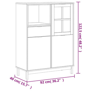 Hoge Kast Met Glazen Deur Flam 92X40X122,5 Cm Grenenhout Zwart En Donkergrijs