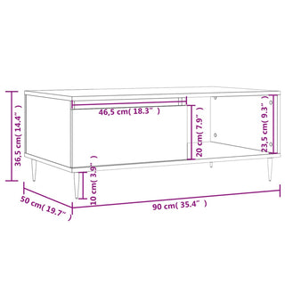 Salontafel 90X50X36,5 Cm Bewerkt Hout