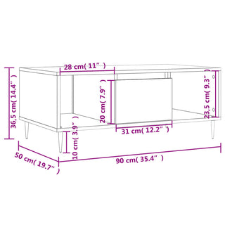 Salontafel 90X50X36,5 Cm Bewerkt Hout