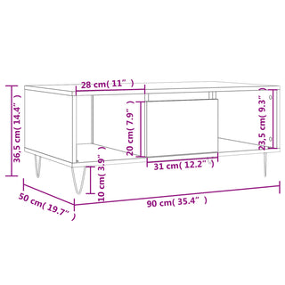 Salontafel 90X50X36,5 Cm Bewerkt Hout