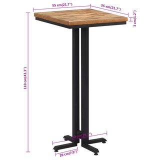 Bartafel 55X55X110 Cm Massief Gerecycled Teakhout