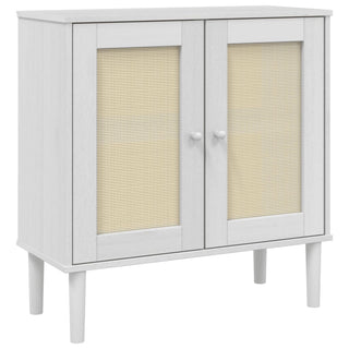 Dressoir Senja 80X35X80 Cm Rattan Look Massief Grenenhout