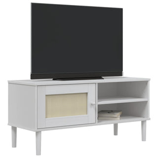 Tv-Meubel Senja 106X40X49 Cm Rattan Massief Grenenhout