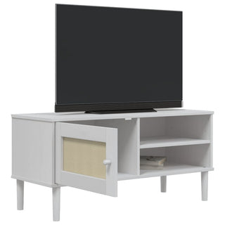 Tv-Meubel Senja 106X40X49 Cm Rattan Massief Grenenhout