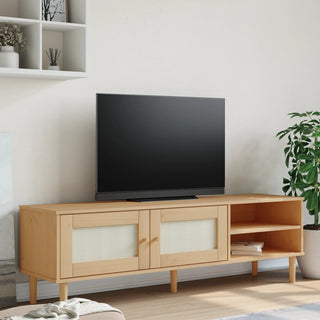 Tv-Meubel Senja 158X40X49 Cm Rattan-Look Massief Grenenhout