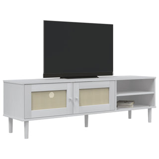 Tv-Meubel Senja 158X40X49 Cm Rattan-Look Massief Grenenhout