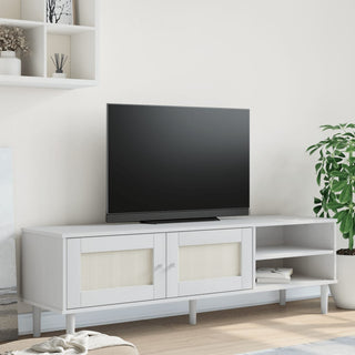 Tv-Meubel Senja 158X40X49 Cm Rattan-Look Massief Grenenhout