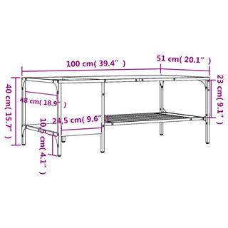 Salontafel Met Rek 100X51X40 Cm Bewerkt Hout Eiken