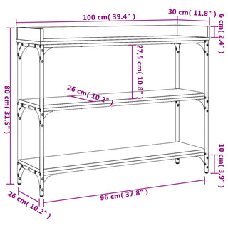 Wandtafel Met Schappen 100X30X80 Cm Grijs Sonoma Eikenkleurig