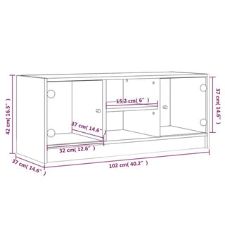 Tv-Meubel Met Glazen Deuren 102X37X42 Cm