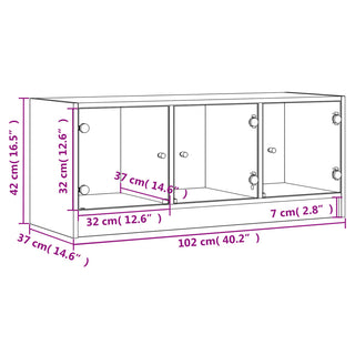 Tv-Meubel Met Glazen Deuren 102X37X42 Cm