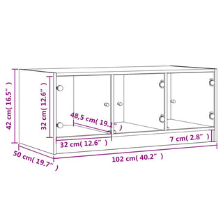 Salontafel Met Glazen Deuren 102X50X42 Cm