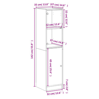 Hoge Kast Met Glazen Deur 35X37X142 Cm