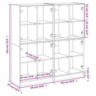 Boekenkast Met Deuren 36X37X42 Cm Hout Bruineikenkleurig