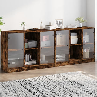 Boekenkast Met Deuren 204X37X75 Cm Hout Bruineikenkleurig