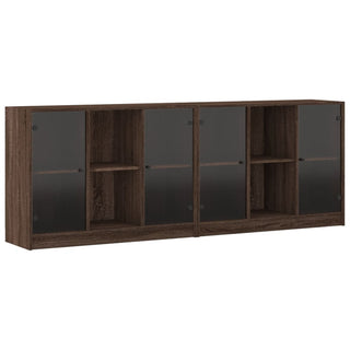 Boekenkast Met Deuren 204X37X75 Cm Hout Bruineikenkleurig