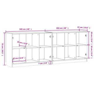 Boekenkast Met Deuren 204X37X75 Cm Hout Bruineikenkleurig