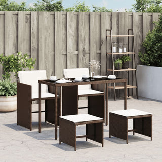 5-Delige Tuinset Met Kussens Poly Rattan