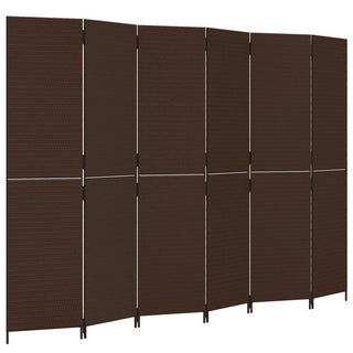 Kamerscherm 6 Panelen Poly Rattan Bruin