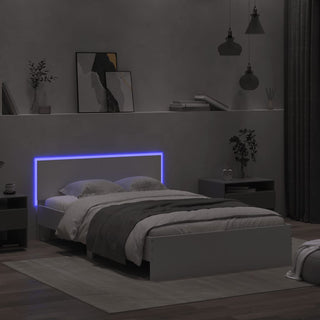 Bedframe Met Hoofdeinde En Led Wit 135X190 Cm