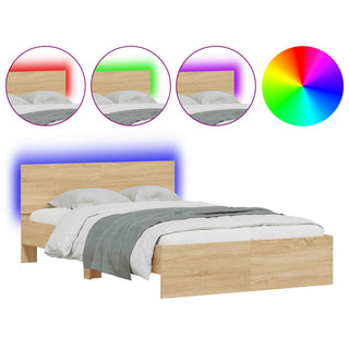 Bedframe Met Hoofdeinde En Led Sonoma Eikenkleurig 135X190 Cm