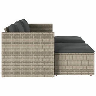 5-Delige Loungeset Met Kussens Poly Rattan Acacia