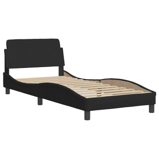 Bedframe Met Hoofdbord Stof Zwart 80X200 Cm