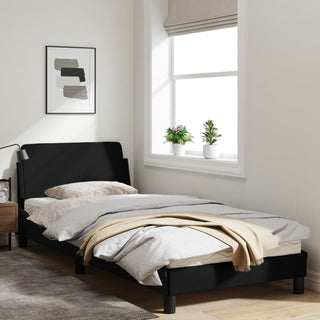 Bedframe Met Hoofdbord Stof Zwart 80X200 Cm