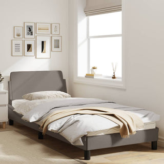 Bedframe Met Hoofdbord Stof Taupe 80X200 Cm