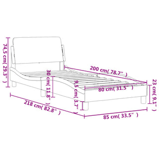 Bedframe Met Hoofdbord Stof Taupe 80X200 Cm