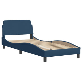 Bedframe Met Hoofdbord Stof Blauw 80X200 Cm