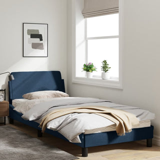 Bedframe Met Hoofdbord Stof Blauw 80X200 Cm