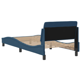 Bedframe Met Hoofdbord Stof Blauw 80X200 Cm