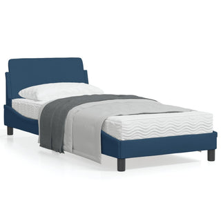 Bedframe Met Hoofdbord Stof Blauw 80X200 Cm