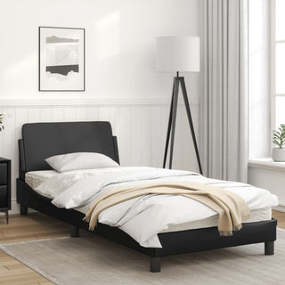 Bedframe Met Hoofdbord Kunstleer Zwart 80X200 Cm