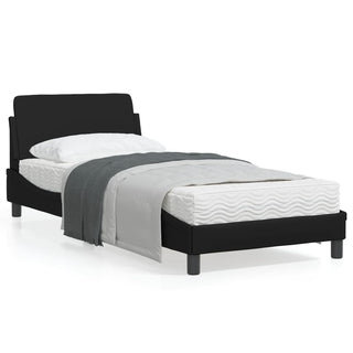 Bedframe Met Hoofdbord Kunstleer Zwart 80X200 Cm