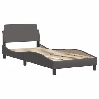 Bedframe Met Hoofdbord Kunstleer Grijs 80X200 Cm